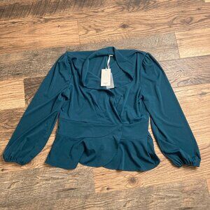 NWT GRACE KARIN LONG SLEEVE WRAP V NECK FORMAL BLOUSE 2XL